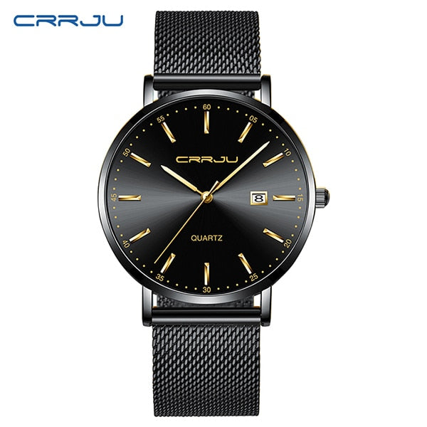 2019 New CRRJU Blue Casual Mesh Belt Fashion Quartz Watch Rose Hands Mens Watches Top Brand Luxury Waterproof Relogio Masculino - helnewss