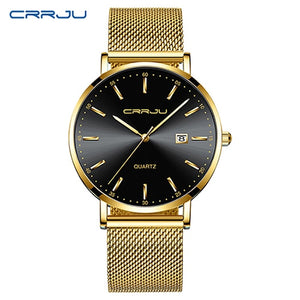 2019 New CRRJU Blue Casual Mesh Belt Fashion Quartz Watch Rose Hands Mens Watches Top Brand Luxury Waterproof Relogio Masculino - helnewss