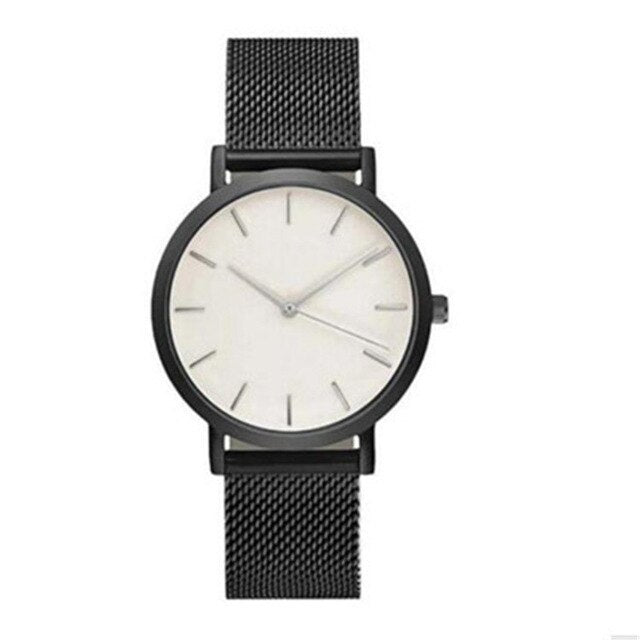 Men Women Fashion Stainless Steel Strap Analog Quartz Wrist Watch - helnewss