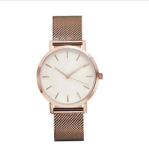 Men Women Fashion Stainless Steel Strap Analog Quartz Wrist Watch - helnewss