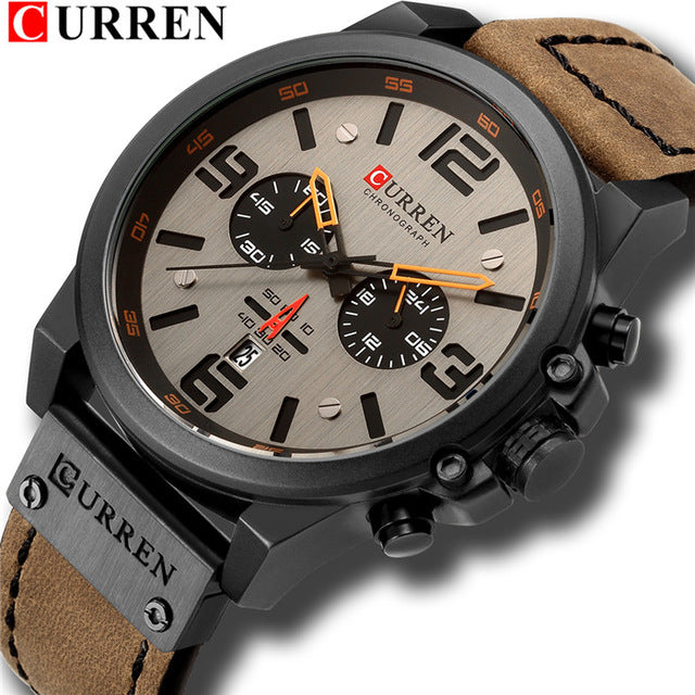 CURREN Mens Watches Top Luxury Brand Waterproof Sport - helnewss