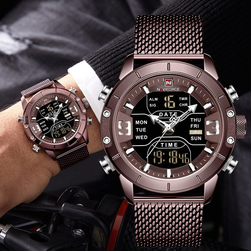 2019 NAVIFORCE Analog Digital Watches Men Luxury - helnewss