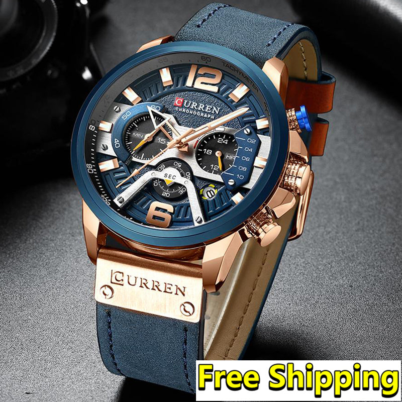 Curren Men Watch Top Brand Luxury Chronograph - helnewss