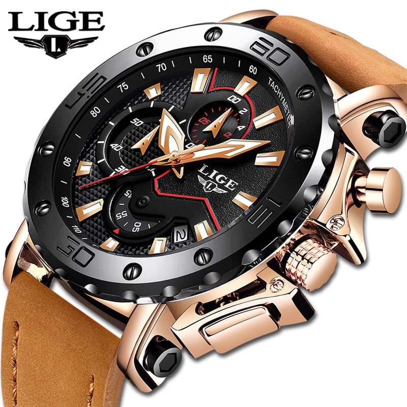 2019 LIGE Watch Luxury Brand Men Analog Leather Sport Watches - helnewss