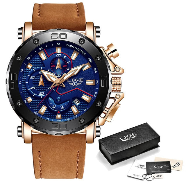 2019 LIGE Watch Luxury Brand Men Analog Leather Sport Watches - helnewss