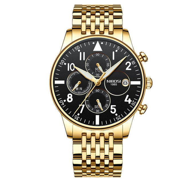 NIBOSI Gold Mens Watches Top Brand Luxury 2019 Sports - helnewss